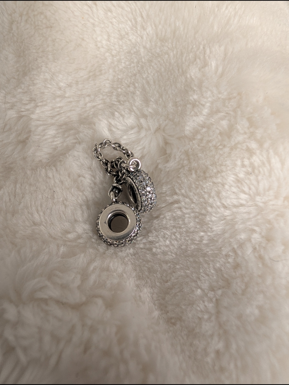 Pandora Silver Pavé Circle Dangle Charm with Crystals
